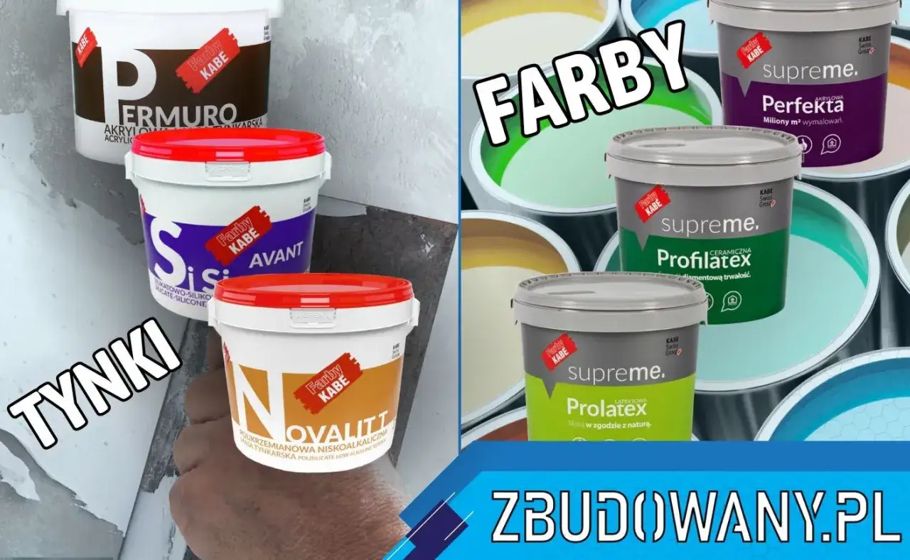 Różne rodzaje farb i tynków KABE: akrylowe, silikatowo-silikonowe, lateksowe i ceramiczne. Idealne do budowy i remontu.